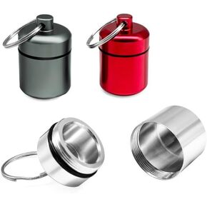 3 عبوات حامل سدادات أذن للموسيقيين من أقراص الجلوكوز، حاوية زجاجات حبوب الدواء المعدنية المقاومة للماء من EFFIET وأنابيب تخزين الكبسولات (فضي غير لامع وأحمر) in Kuwait