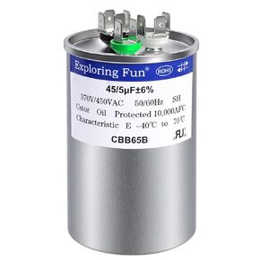 45+5uF 45/5 MFD ±6% 370/440VAC 50/60Hz CBB65B Dual-Channel Operating Circular Starting Capacitor - Suitable for HVAC Systems, Condenser Straight, or Heat Pump Air Conditioning in Kuwait