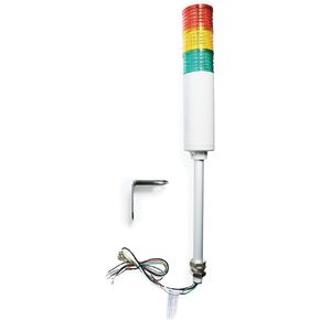 Signaworks LED 3 Stack Tower Light 120 VAC, Steady and Flashing, Red/Amber/Green - Andon Tower Light, 10 Inch Threaded Pole, Nuts and Right-Angle Bracket Only - (NO Power Cord OR Controls Included) in Kuwait