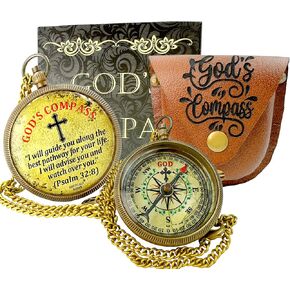 God’s Compass – Christian Brass Compass Gift Set with Engraved Bible Verses | Faith-Based Religious Gifts for Graduation, Baptism, Confirmation & Christmas | Keepsake for Men & Women | 2025 Gift in Saudi Arabia