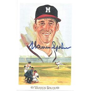 Athlon Sports CTBL-024527 توقيع وارن سبان لعام 1989، البطاقة البريدية للاحتفال بميلووكي بريفز بيريز ستيل، الصورة رقم 39- رقم الهولوغرام JSA رقم DD64323 in Kuwait