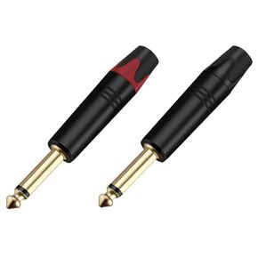 10 قطعة مونو 6.35 مللي متر جاك 6.3 مللي متر ذكر موصل قابس الألومنيوم أنبوب النحاس 1/4 بوصة ميكروفون التوصيل موصل كابل الصوت (5xBlack 5xRed) in Kuwait