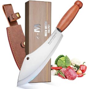 MEN WITH THE POT Meat Cleaver Knife, Hand Forged Ultra Sharp Stainless Steel Butcher Knife with Sheath, Multipurpose Chef Knife for Kitchen Outdoor Cooking Camping BBQ, Gift for Man Women in Saudi Arabia