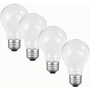 مصابيح كهربائية متوهجة 60 وات، لمبة إضاءة خدمة خشنة A19، قاعدة متوسطة E26، أبيض ناعم 2700 كلفن، قابلة للتعتيم، 110-130 فولت (4 عبوات) in Kuwait