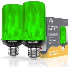 【لهب مطور】مصابيح إضاءة لهب LED من Morsati، 4 أوضاع لمبات إضاءة وامضة مع مستشعر الجاذبية، لمبة إضاءة E26 للهالوين، عيد الميلاد، الحفلات، الشرفة، الفناء، ديكور داخلي خارجي - عبوة من قطعتين in Kuwait