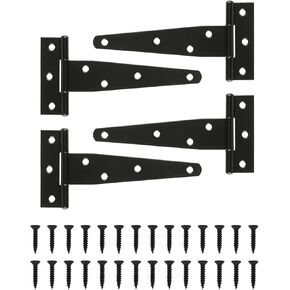 4 PCS 5 Inch T Strap Hinges Heavy Duty, Shed Door Gate Hinges, Heavy Duty Black Outdoor Tee Hinge for Wooden Fences, Barn Door Gates Hinge for Shed Door Hardware in Saudi Arabia