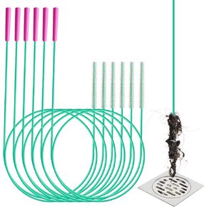 مزيل سدادة تصريف شعر الثعبان، أداة إزالة شعر الثعبان المعدنية المضادة للكسر مقاس 91.48 سم مع طبقة من النايلون، أداة تنظيف صرف الثعبان للسباكة - 6 عبوات للحمام، الدش، حوض المطبخ، حوض الاستحمام in Kuwait