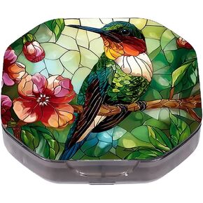 This Portable Vintage Stained Glass Dragonfly Pattern 4-Compartment Pillbox Can Be Placed in A Pocket Or Wallet to Store Vitamins, Medicines Fish Oil Health Supplements Other Medications. in Saudi Arabia