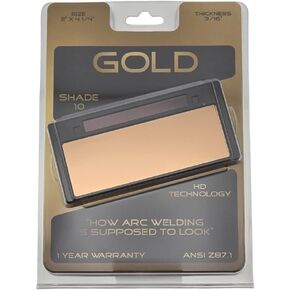 عدسة لحام ذات تعتيم تلقائي ذهبي - فلتر ذهبي اللون الحقيقي - يناسب أغطية لحام مقاس 2 × 4-1/4 بوصة - الظل 10 in Kuwait