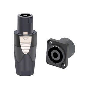 5 مجموعات 4 دبوس NL4FC مكبر كهربائي موصل ذكر التوصيل + أنثى لوحة جبل التيار المتناوب موصل الطاقة التوصيل مقبس متفرع (5xM 5xF-أسود) in Kuwait