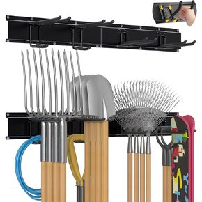 Garage Tool Organizer Wall Mount with 64 inches Rails and 10 Adjustable Heavy-Duty Hooks, Garden Tool Organizer, 14 Pack Carries 630 lbs, Heavy Duty Garage Storage Rack For Yard, Shed, Easy to install in Saudi Arabia