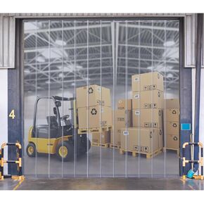 مجموعة ستائر شفافة من شريط PVC للمداخل - ستارة مدخل من الفينيل شديدة التحمل مع أجزاء صلبة، مثالية للمستودعات والجراج، الارتفاع 190 سم (74.8 بوصة)، العرض 120 سم (47.24 بوصة) in Kuwait