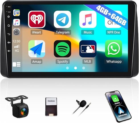 راديو ستيريو للسيارة 2+64 جيجابايت لسيارة دودج جراند كارافان كرايسلر تاون آند كانتري مع Apple Carplay اللاسلكي Android Auto 9 بوصة تعمل باللمس وراديو السيارة بلوتوث مع نظام تحديد المواقع العالمي (GPS) وكاميرا احتياطية HiFi in Kuwait