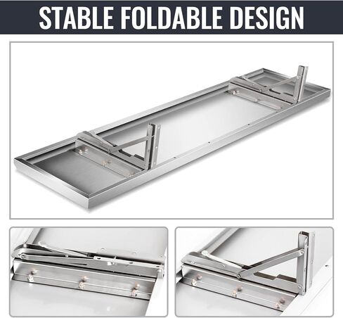 رف امتياز 72 بوصة طول × 12 بوصة عرض، حامل رف طعام منسدل من الفولاذ المقاوم للصدأ قابل للطي لتقديم الطعام لنافذة الامتياز، طاولة عمل الشواء، المطعم in Kuwait