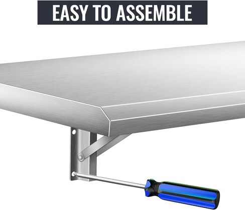 رف امتياز 72 بوصة طول × 12 بوصة عرض، حامل رف طعام منسدل من الفولاذ المقاوم للصدأ قابل للطي لتقديم الطعام لنافذة الامتياز، طاولة عمل الشواء، المطعم in Kuwait