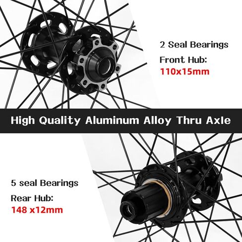 مجموعة عجلات الدراجة الجبلية مقاس 27.5 بوصة/29 بوصة، حافة من سبائك الألومنيوم خفيفة الوزن 32 ساعة، عجلات أمامية 15 * 110 مم خلفية 12 * 148 مم، مجموعة عجلات MTB بفرامل قرصية 8/9/10/11 in Kuwait