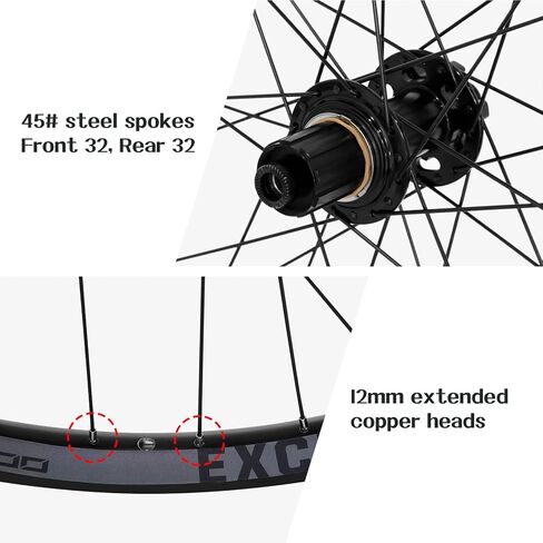 مجموعة عجلات الدراجة الجبلية مقاس 27.5 بوصة/29 بوصة، حافة من سبائك الألومنيوم خفيفة الوزن 32 ساعة، عجلات أمامية 15 * 110 مم خلفية 12 * 148 مم، مجموعة عجلات MTB بفرامل قرصية 8/9/10/11 in Kuwait