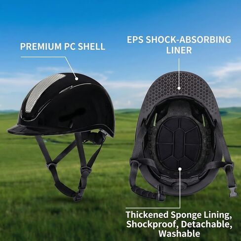 خوذة الفروسية من فيليبي، خوذة ركوب الخيل للنساء، مقاس قابل للتعديل M 20.5-22.8 بوصة، أسود فضي، لونين in Kuwait