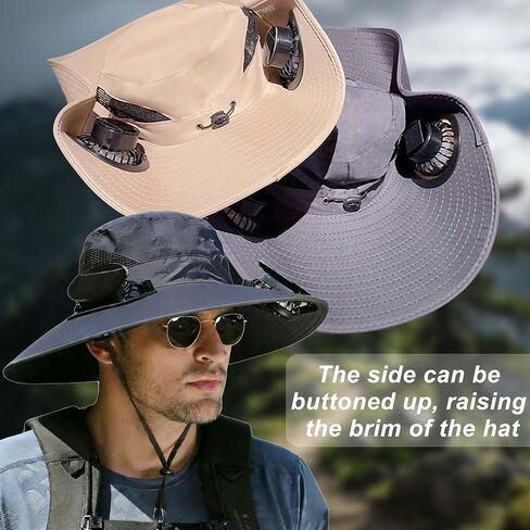 Solar Fan Hat, Hat with Fans Solar Power, Wide Brim Sun Hat, with 2 Fans, for Hiking, Fishing, Gardening Black in Saudi Arabia