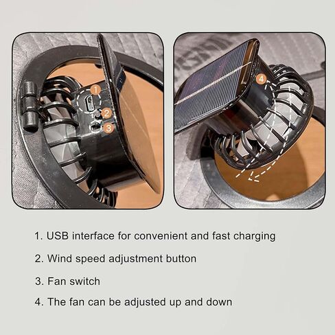 Solar Fan Hat, Hat with Fans Solar Power, Wide Brim Sun Hat, with 2 Fans, for Hiking, Fishing, Gardening Black in Saudi Arabia