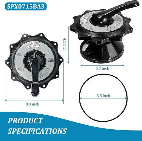 SPX0715BA3 غطاء المفتاح ومجموعة المقبض مع حلقة O، متوافقة مع صمامات ومرشحات Hayward متعددة المنافذ مقاس 2 بوصة، وصمام مرشح الرمل العلوي من سلسلة Pro SP0715، SP0716، S220T2، S270T in Kuwait