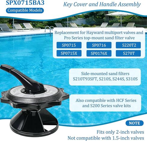 SPX0715BA3 غطاء المفتاح ومجموعة المقبض مع حلقة O، متوافقة مع صمامات ومرشحات Hayward متعددة المنافذ مقاس 2 بوصة، وصمام مرشح الرمل العلوي من سلسلة Pro SP0715، SP0716، S220T2، S270T in Kuwait