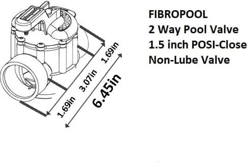 Fibropool Swimming Pool Inline Diverter Valve - 1 1/2 بوصة - 2 طريقة Posi-Seal وصمام استبدال غير تشحيم لحمامات السباحة والمنتجعات الصحية، صمام انزلاقي مغلق، ختم PTFE، جسم CPVC، سخانات، أنظمة الكلور والملح in Kuwait