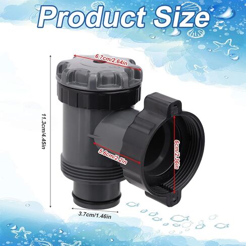 استبدال صمام غطاس حمام السباحة المتوافق مع Intex، قطع غيار صمام ABS الأسود المتوافقة مع مضخات فلتر 1500/2500/4000 GPH in Kuwait