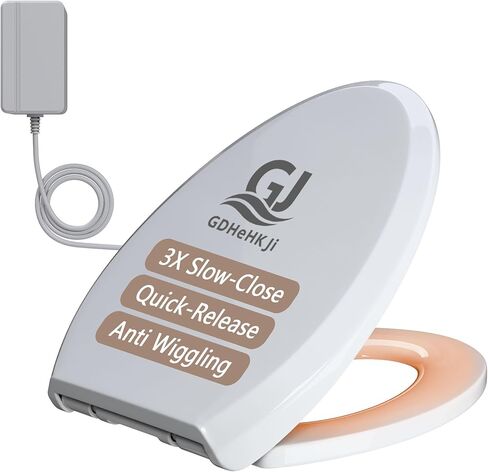 Heated Toilet Seat Elongated with Soft Close, Constant Temperature Warm Toilet Seat, 17.72 x 14.37 Inch, White PP Material, Quiet & Non-Slip with 4 Bumpers, Easy to Install Toilet Seat Warmer. in Saudi Arabia
