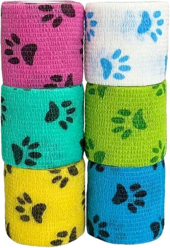 Self Adhesive Bandage, Multi-Color Cohesive Wrap, Flexible Athletic Tape for Sports Support, Wound Dressing and Veterinary Use (4pcs in 4 Colors, 3 Inch) in Saudi Arabia