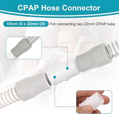 CPAP Hose Connector, 15mm ID x 22mm OD CPAP Hose Coupler for Connecting Standard 22mm Tubing, CPAP Hose Fittings (2 Pack) in Saudi Arabia