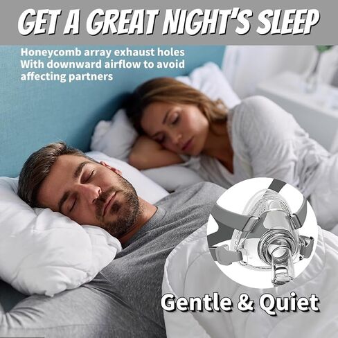 قناع CPAP، مجموعة بديلة لقناع CPAP من السيليكون لكامل الوجه، قناع CPAP للأنف من سلسلة الراحة، طقم تجميع كامل الغطاء مع غطاء الرأس، الكوع والوسادة، مقاس M in Kuwait