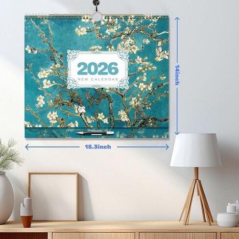 تقويم 2026 - تقويم حائط 2026 لمدة 12 شهرًا باستخدام قلم رصاص، من يناير 2026 إلى ديسمبر 2026، تقويم 2026، تقويم شهري مع التاريخ، 15.4 × 14.4 بوصة، ربط بسلك مزدوج، رائع للتعليق على الحائط (أزرق سماوي) in Saudi Arabia
