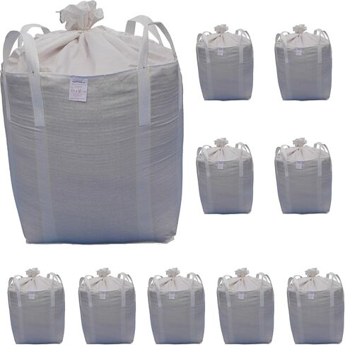 أكياس FIBC السائبة، كيس صناعي، 35 × 35 × 43 بوصة، سعة 2200 رطل، 10 عبوات، سطح واق من المطر وقاع مسطح، - 35 قدم مكعب أكياس البناء الصناعية الثقيلة للرمال والزراعة والتخلص من النفايات in Kuwait