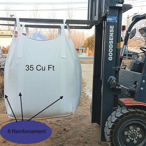 أكياس FIBC السائبة، كيس صناعي، 35 × 35 × 43 بوصة، سعة 2200 رطل، 10 عبوات، سطح واق من المطر وقاع مسطح، - 35 قدم مكعب أكياس البناء الصناعية الثقيلة للرمال والزراعة والتخلص من النفايات in Kuwait