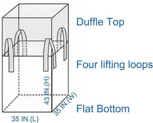 أكياس FIBC السائبة، كيس صناعي، 35 × 35 × 43 بوصة، سعة 2200 رطل، 10 عبوات، سطح واق من المطر وقاع مسطح، - 35 قدم مكعب أكياس البناء الصناعية الثقيلة للرمال والزراعة والتخلص من النفايات in Kuwait