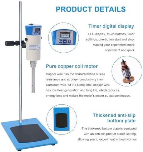 High-Shear Homogenizer Mixer 300-23000r/min, Digital Display Emulsifier for Lab Use, Ideal for Cosmetics, Food, and Paints - JRJ300~SH in Saudi Arabia