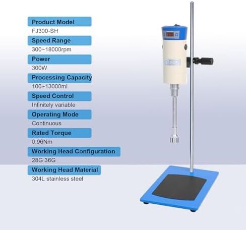 High-Shear Homogenizer Mixer 300-23000r/min, Digital Display Emulsifier for Lab Use, Ideal for Cosmetics, Food, and Paints - JRJ300~SH in Saudi Arabia