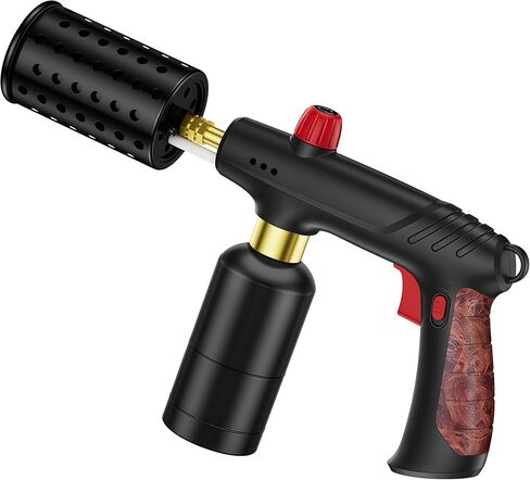 Propane Torch Gun with 49mm Wide Nozzle & Adjustable Flame, Heavy-Duty Cooking Blow Torch for Sous Vide Searing, BBQ Grilling, Campfire Starter (Tank Not Included) (Handle Mahogany) in Saudi Arabia