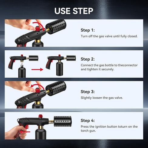 Propane Torch Gun with 49mm Wide Nozzle & Adjustable Flame, Heavy-Duty Cooking Blow Torch for Sous Vide Searing, BBQ Grilling, Campfire Starter (Tank Not Included) (Handle Mahogany) in Saudi Arabia