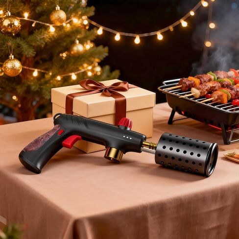 Propane Torch Gun with 49mm Wide Nozzle & Adjustable Flame, Heavy-Duty Cooking Blow Torch for Sous Vide Searing, BBQ Grilling, Campfire Starter (Tank Not Included) (Handle Mahogany) in Saudi Arabia