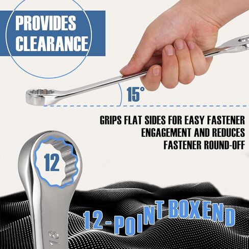 مجموعة مفاتيح ربط مكونة من 12 قطعة، مجموعة مفاتيح ربط مترية 8 مم - 24 مم، مجموعات مفاتيح مجمعة مع حقيبة تخزين قماش أكسفورد للمنزل، المرآب، إصلاح السيارات والاستخدام في حالات الطوارئ - صنع في الهند in Kuwait