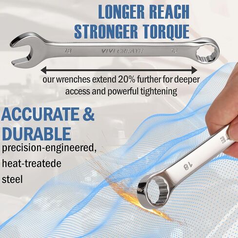 مجموعة مفاتيح ربط مكونة من 12 قطعة، مجموعة مفاتيح ربط مترية 8 مم - 24 مم، مجموعات مفاتيح مجمعة مع حقيبة تخزين قماش أكسفورد للمنزل، المرآب، إصلاح السيارات والاستخدام في حالات الطوارئ - صنع في الهند in Kuwait