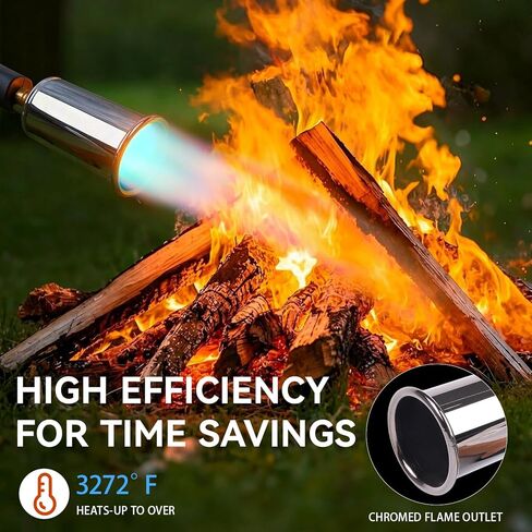 شعلة البروبان Bluefire 3272℉، مسدس شواء قوي بفوهة عريضة 50 مم مع إشعال تلقائي، قاذف لهب عالي الإخراج للشواء والفحم والفيديو السوس وشرائح اللحم ونار المخيم (الخزان غير متضمن) in Saudi Arabia