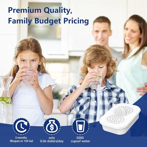 فلتر بديل لـ Nakii® NFP-100، 3 عبوات - يقلل من حمض بيرفلورو الأوكتانويك/PFOS، الكلور، يدوم 3 أشهر أو 150 جالون، تنقية مياه ممتازة، متوافق مع أباريق Nakii® in Kuwait