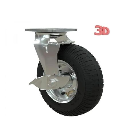 1 Pack Heavy Duty 8 Inch Inflatable Rubber Casters with Brakes Hotel Service Garage Entrance Trolley Luggage Trolley Wheels in Saudi Arabia
