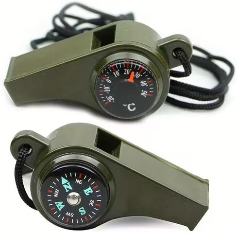 1pc 3-in-1 Whistle with Compass Thermometer for Camping Hiking Outdoor Tools, Referee Cheerleading Whistle in Saudi Arabia