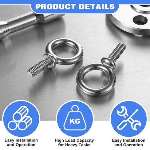 Hicarer 20 Pack Lifting Ring Shoulder Eye Bolt 3/8"-16 x 1 Machinery Shoulder Eyebolts 304 Stainless Steel Threaded Nut Fastener in Saudi Arabia