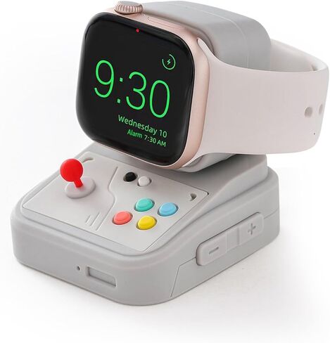 Arcade Machine Apple Watch Charger Stand for Ultra 3/Ultra 2/Ultra, Series 11/10/9/8/7/6/5/4/3/2/1 & SE, Stable Silicone Charging Dock (Grey) in Saudi Arabia