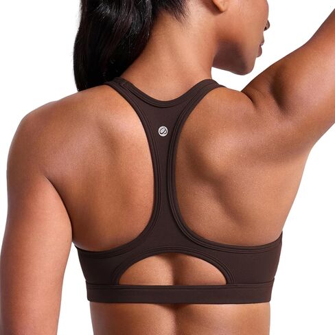 CRZ YOGA Butterlift Cut-Out Racerback Sports Bras for Women - Scoop Neck Medium Impact Padded Pilates Gym Workout Top in Saudi Arabia